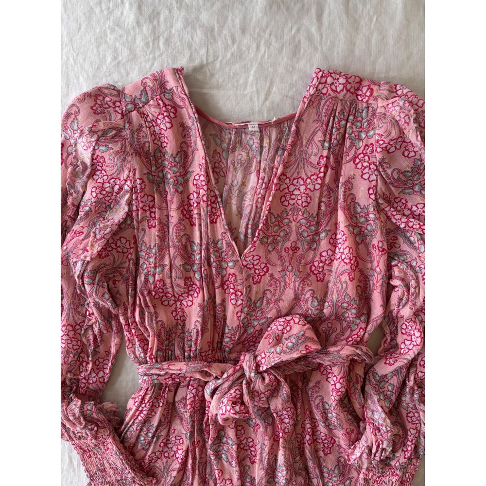 Marea by Liz Joy Cala Rosado Pink Floral Ruffle Mini Dress - Size M - Picture 5 of 14